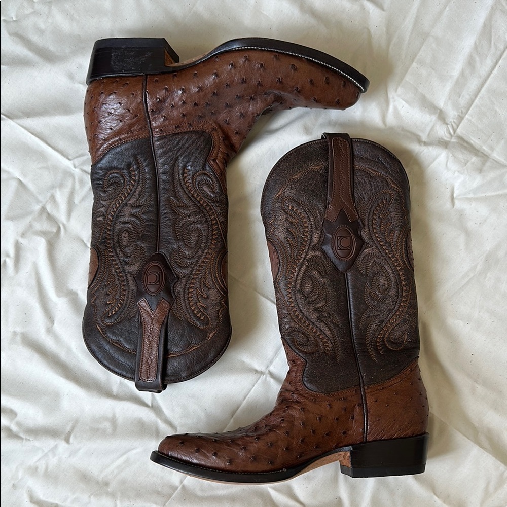Women’s Brown Ostrich Leather Cowboy Boots